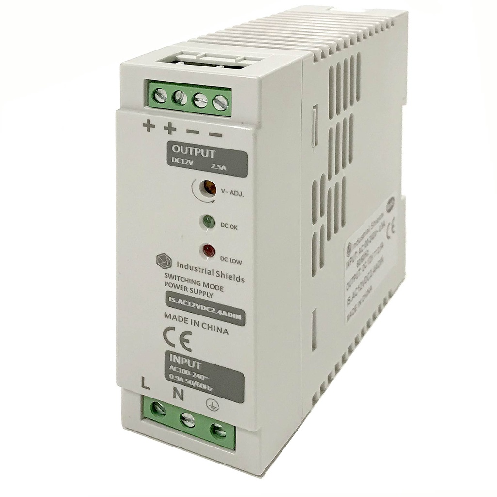 Din RAIL Power Supply, ac-dc, 30W, 1 Output 2.5A at 12Vdc